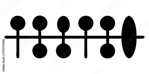 Set of black plastic spoons kitchen utensils isolated illustration