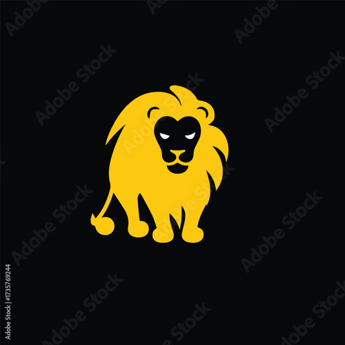 WebSilhouette style vector minimal lion logo design icon in bold black color, modern simple line art illustration, creative branding symbol for strength, royalty, merchandise, digital projects, and pr