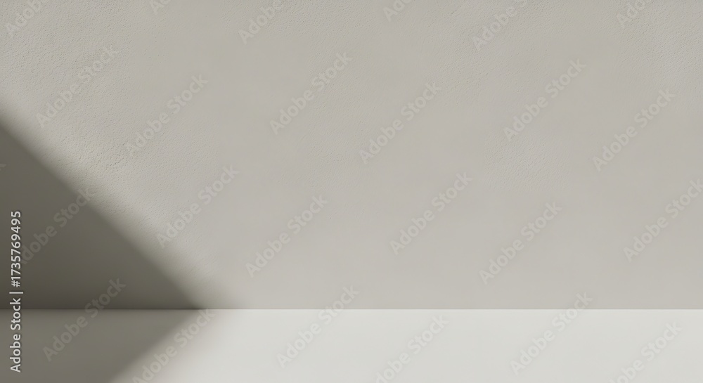 Fototapeta premium Minimalist studio background with soft light and shadow, perfect for product display and design.