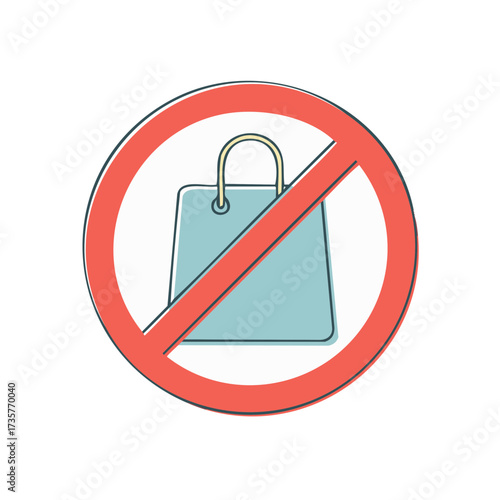 No Shopping Bags Restriction Sign Symbol No Retail or Plastic Bags Allowed