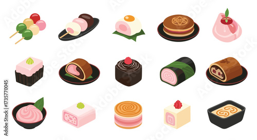 A delightful assortment of sweet Japanese mochi and wagashi pastries.