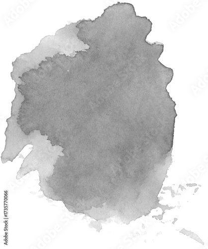 Black ink watercolor texture isolated on white background