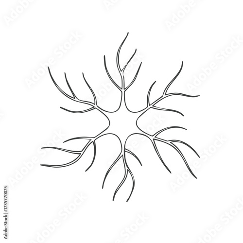 Hand drawn vector illustration of a neuron cell with dendrites and axon for scientific education material