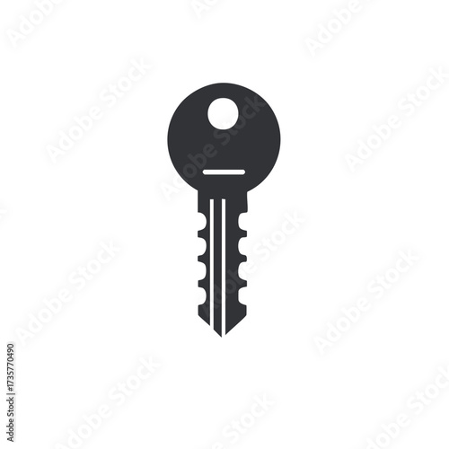 Simple key icon. Vector silhouette of a house key for access, privacy, and security.