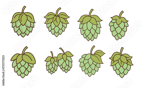 set of beer hops cartoon vector style 