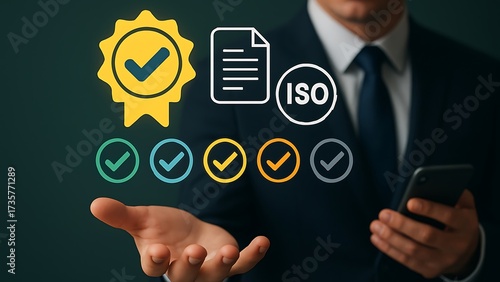 businessman holding smartphone