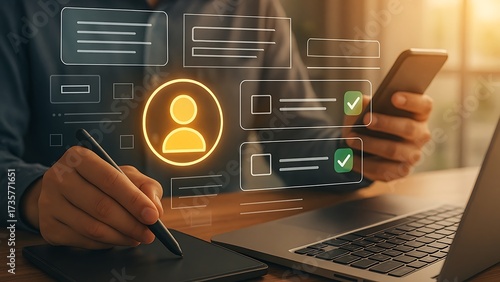 businessman working on laptop