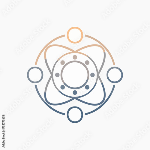 Abstract atomic structure representing scientific innovation and progress.
