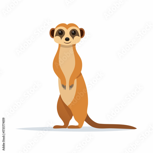 Meerkat standing upright, alert and focused on its surroundings.