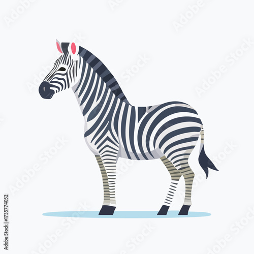 Striking zebra stands proudly, showcasing its distinctive black and white stripes.