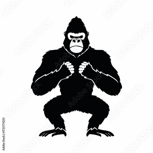 Powerful gorilla silhouette in a focused pose, ready to strike.