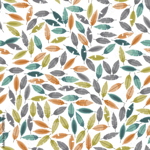 seamless pattern with colored feathers, usable for poster, cards, brochures, websites