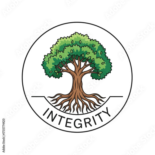 Tree of integrity symbol with visible roots