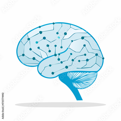 Brain illustration depicting neural network and cognitive processes.