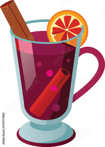 Christmas Mulled Wine Warmth festive holiday mug of mulled wine with citrus, cloves, and cinnamon
