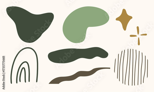Abstract organic shapes art in earthy tones creating a visually appealing design