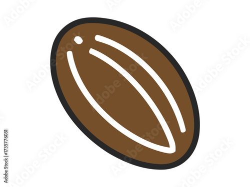 Vector illustration of a single coffee bean icon. Flat design style for café, beverage, or food-related concepts