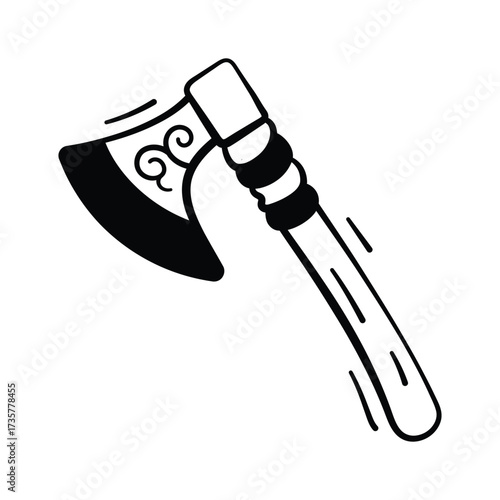 Horror bloody axe weapon illustration for creepy Halloween art