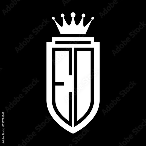 ED Vector logo initials shield with royal crown minimalist, elegant style