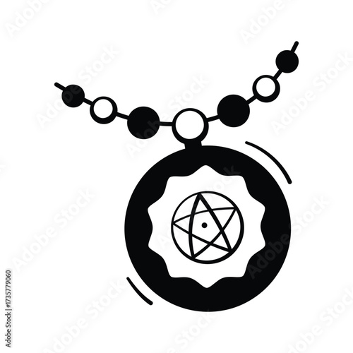 Magical necklace talisman illustration for witches and Halloween themes.
