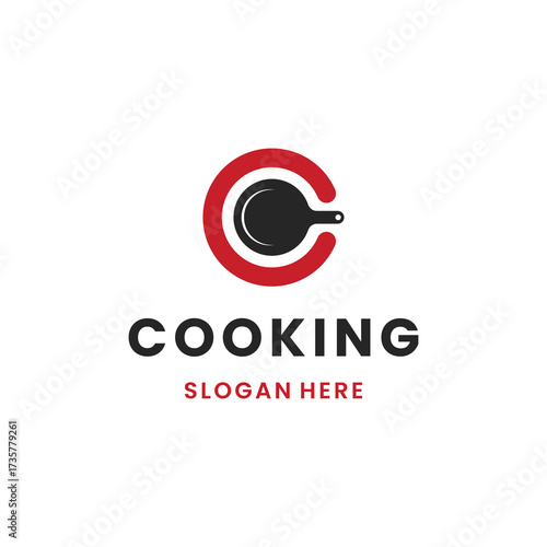 Logo combining a frying pan and the letter C, ideal for cooking classes or restaurants.