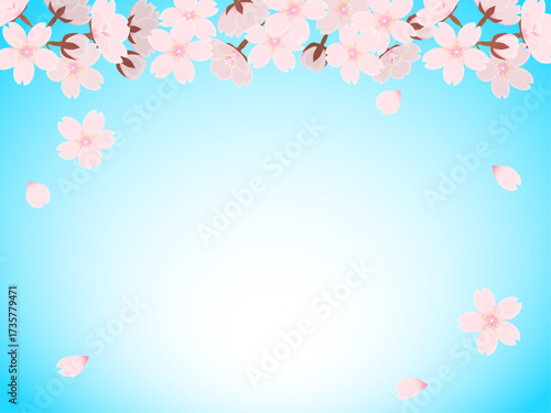 ふんわりとした青空と桜の背景