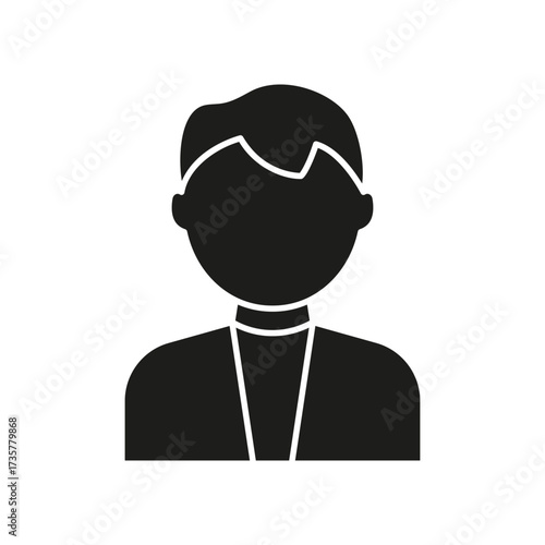 Male Avatar Profile Solid Icon. Male Persona, Account Profile, And User Identity Silhouette Symbol. Online Presence And Digital Representation. Isolated Vector Illustration