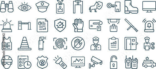 collection security-themed line icons safety protection