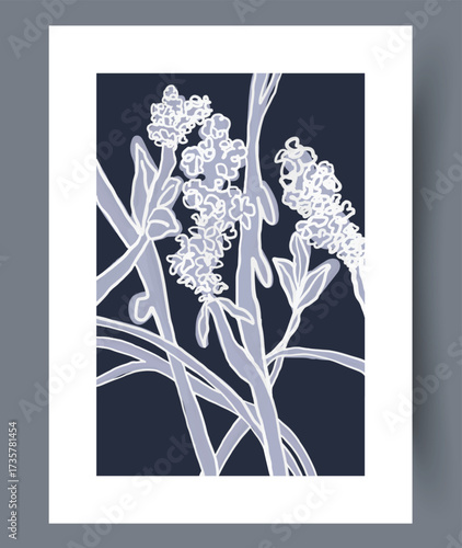 This piece features elegant floral line art on a dark background, blending aesthetics and charm