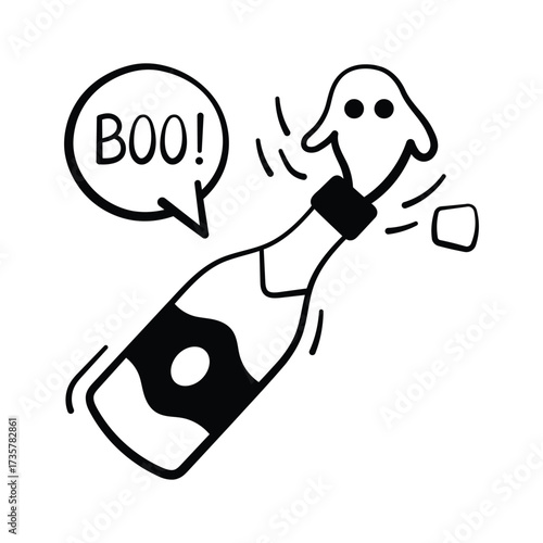 Haunted bottle with ghost popping out for spooky designs