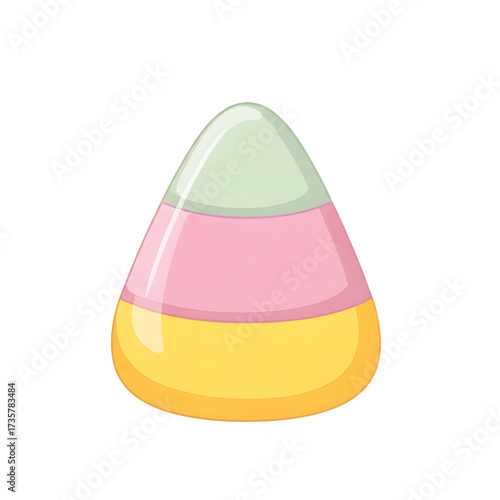 A single piece of candy corn with pastel colors isolated on transparent background