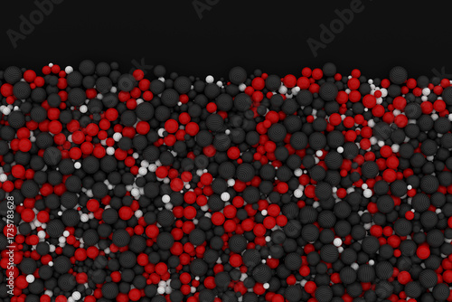 3D abstract composition of red, white and black spheres