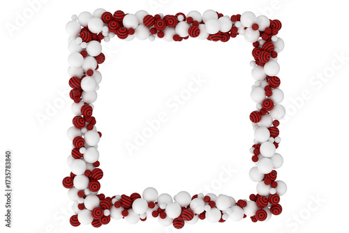 3D abstract composition of red, white and black spheres