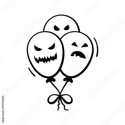 Get your hands on this amazing doodle icon of scary balloons in modern design style