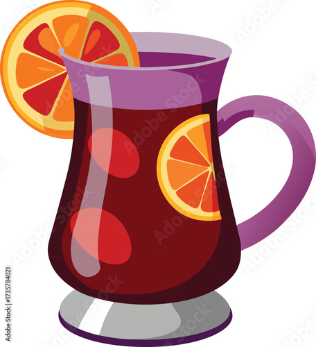 Christmas Mulled Wine Warmth cheerful party glass of warm spiced wine with citrus and anise