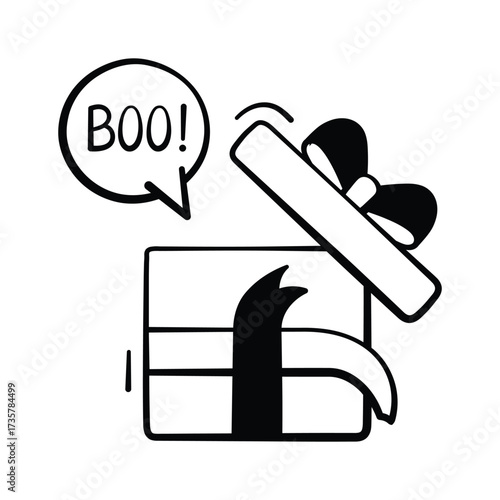 Check this amazing doodle icon of halloween gift box in modern style