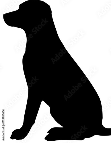 Silhouette of a Sitting Dog: A minimalist silhouette of a dog in a sitting posture, conveying simplicity and elegance, perfect for graphic applications. 