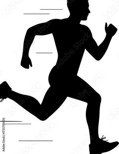 Silhouette of a Runner: A dynamic silhouette of a runner in full stride, showcasing speed, power, and determination. This image encapsulates the essence of movement and athletic prowess.