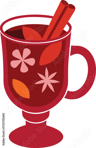 Christmas Mulled Wine Warmth seasonal mug of hot spiced wine with orange slice and cinnamon