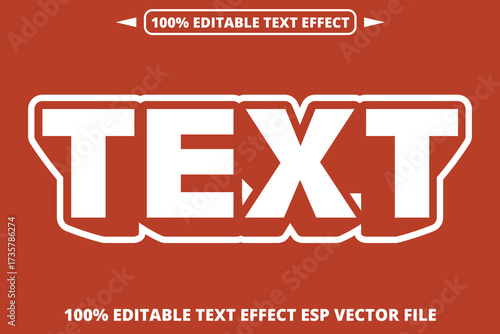 Bold Editable Text Effect with Modern Outline Style on Red Background