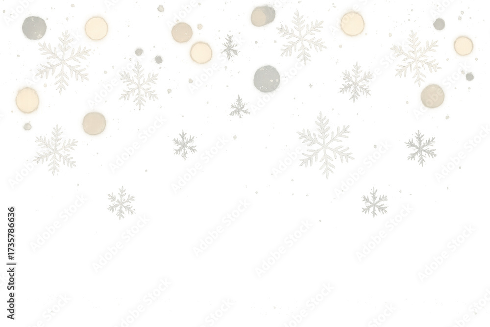 Fototapeta premium Falling snow with snowflakes and bokeh lights, creating a winter holiday background on transparent