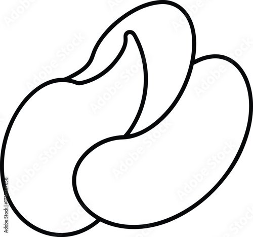 Simple Outline Drawing of Two Intertwined Beans on a White Background