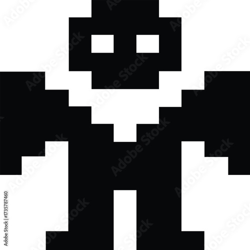 Retro pixel robot character illustration