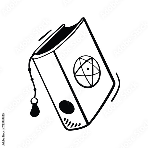 Spooky book of spells icon for horror haunted Halloween art