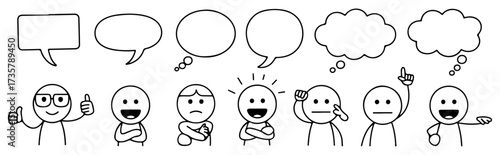 business meeting stick figures with communication bubbles