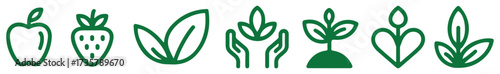 vegan bio icon set healthy fruit vegetable collection