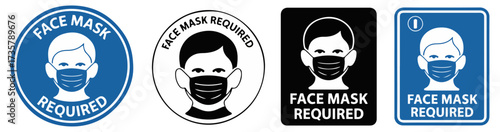 face mask required icon covid safety warning sign