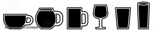 coffee cup icon set espresso latte hot beverage