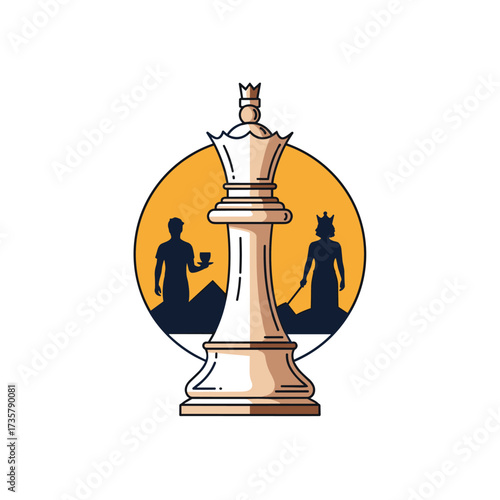 A strategic battle unfolds in a chessboard arena with a queen piece central to the conflict.