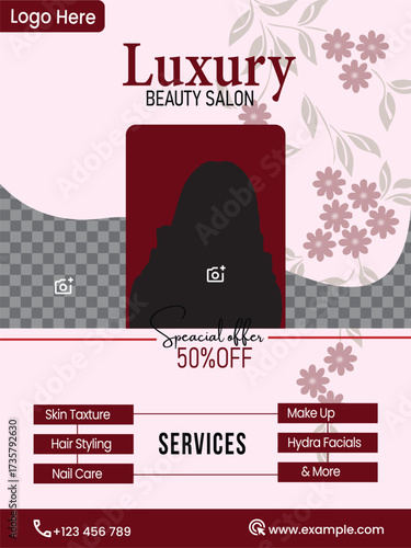 Modern beauy salon poster design beauty parlor flyer template